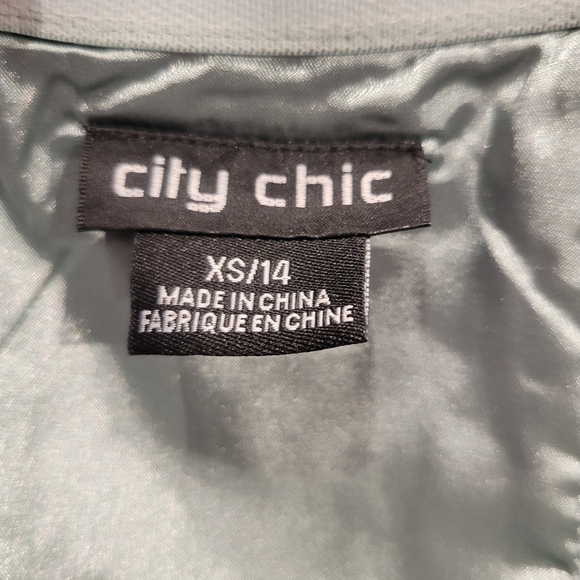 City Chic Size 14 Strapless Embroided Vine Knee Length Green Dress - Picture 5 of 7